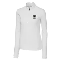 Pull-over blanc à fermeture éclair quart de tour pour femme Cutter & Buck avec logo rétro des Las Vegas Raiders