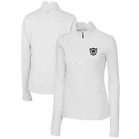 Pull-over blanc à fermeture éclair quart de tour pour femme Cutter & Buck avec logo rétro des Las Vegas Raiders