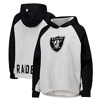 Sweat à capuche court raglan DKNY Sport gris/noir pour femme Las Vegas Raiders Joy