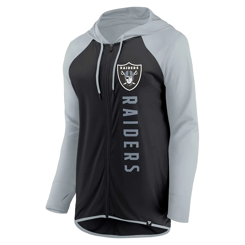 Sweat à capuche entièrement zippé Fanatics pour femmes, noir/gris, Las Vegas Raiders Forever Fan