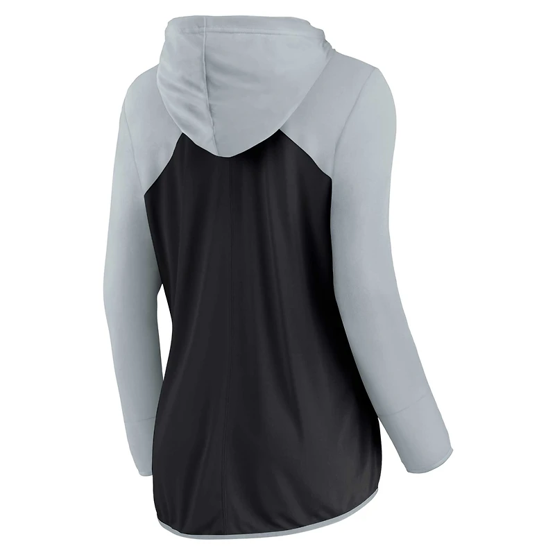 Sweat à capuche entièrement zippé Fanatics pour femmes, noir/gris, Las Vegas Raiders Forever Fan