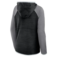 Sweat à capuche zippé raglan noir/gris pour femme des Las Vegas Raiders Redzone End Around Pass