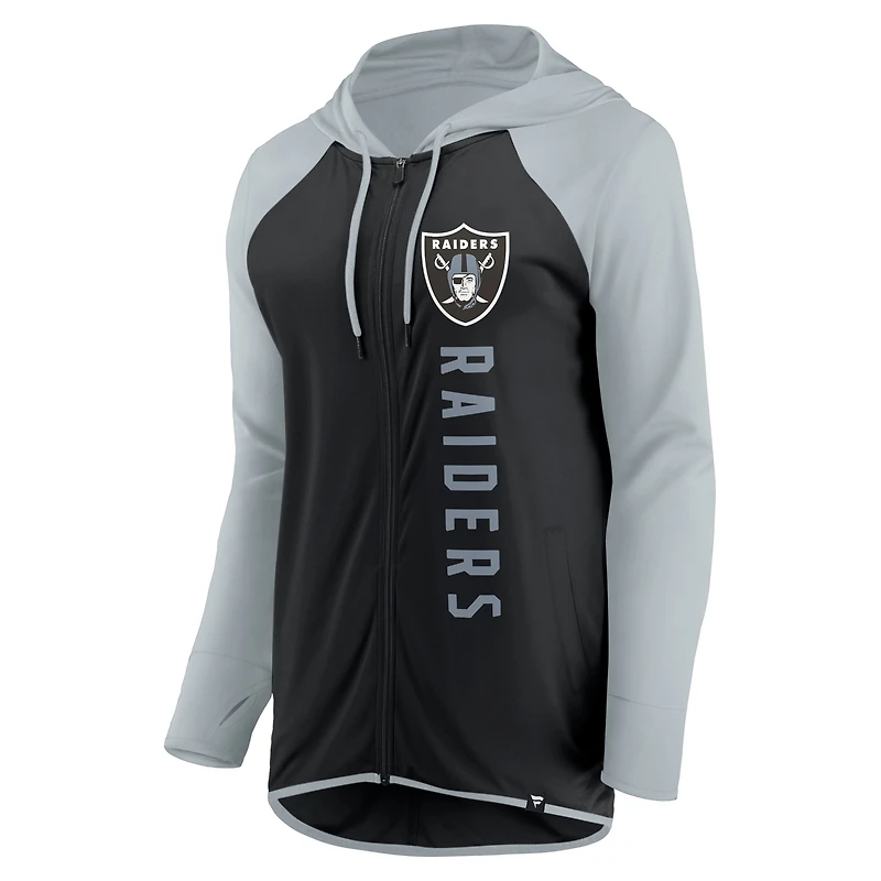 Sweat à capuche entièrement zippé Fanatics pour femmes, noir/argent, Las Vegas Raiders Forever Fan