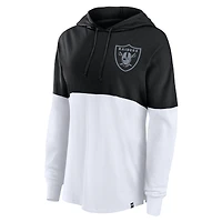 T-shirt à capuche manches longues pour femmes Fanatics noir/blanc Las Vegas Raiders Backup Option