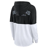 T-shirt à capuche manches longues pour femmes Fanatics noir/blanc Las Vegas Raiders Backup Option