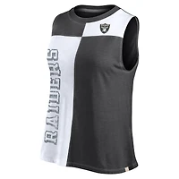Débardeur à blocs de couleurs Fanatics pour femmes noir/blanc Las Vegas Raiders Script