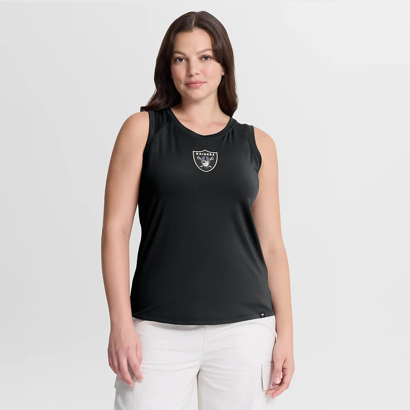 Débardeur de performance Fanatics noir pour femme, Las Vegas Raiders, dos en maille drapée