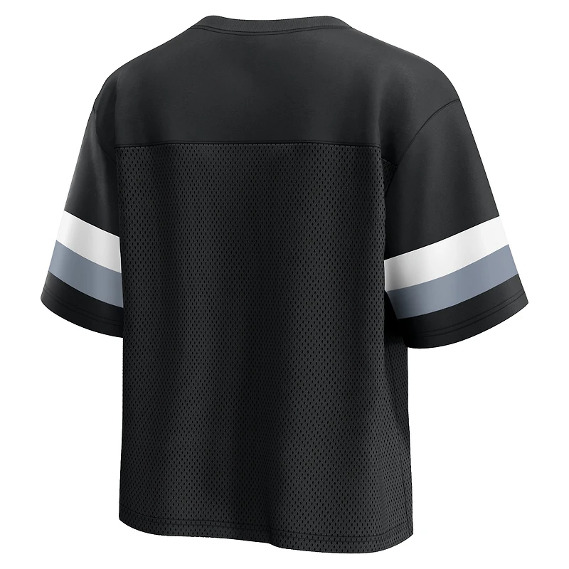 T-shirt court à col en V jersey Fanatics pour femmes, noir, Las Vegas Raiders