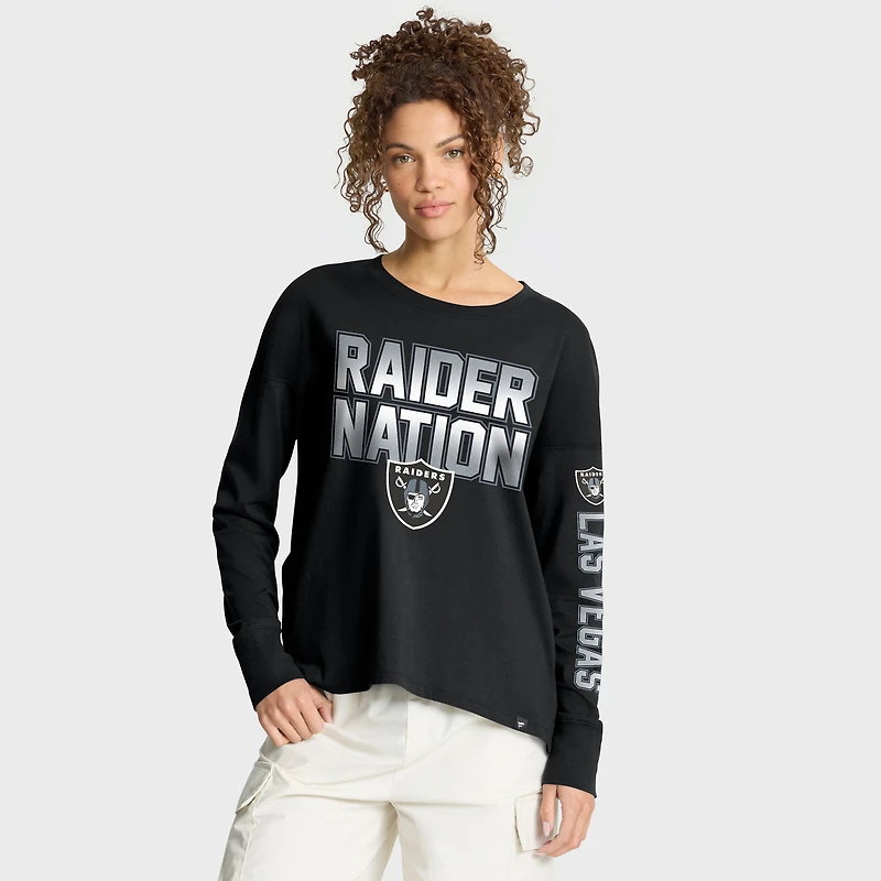 T-shirt à manches longues noir Fanatics pour femme, motif Hometown Legacy des Las Vegas Raiders