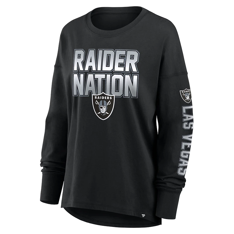 T-shirt à manches longues noir Fanatics pour femme, motif Hometown Legacy des Las Vegas Raiders
