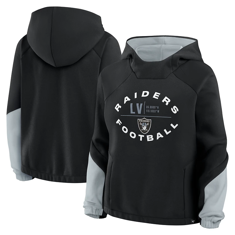 Sweat à capuche surdimensionné bulles Redzone pour femmes Fanatics Black Las Vegas Raiders