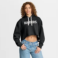 Sweat à capuche court surdimensionné noir Las Vegas Raiders pour femme Fanatics
