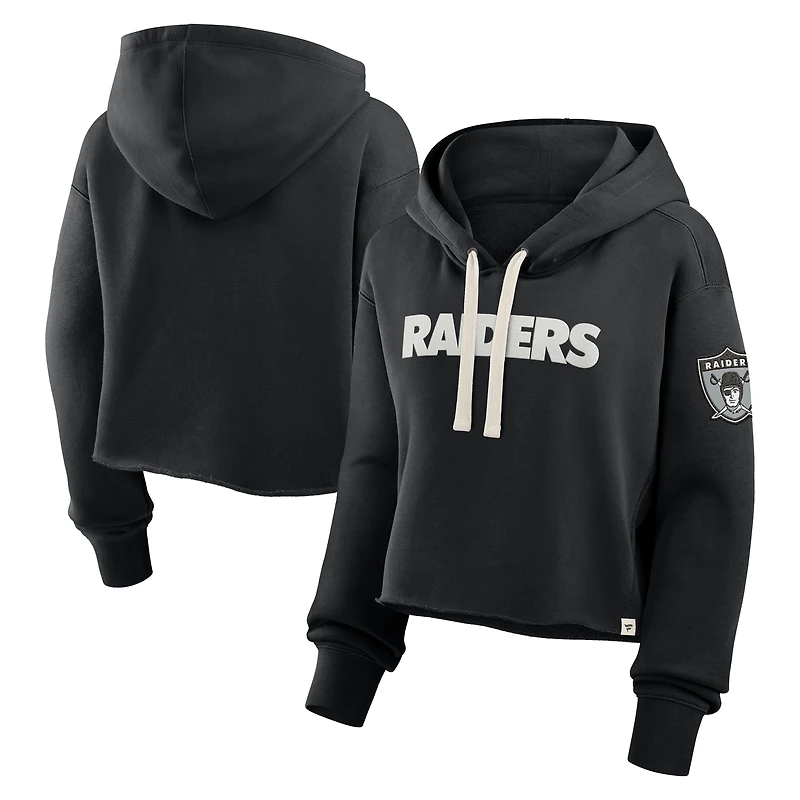 Sweat à capuche court surdimensionné noir Las Vegas Raiders pour femme Fanatics