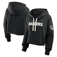 Sweat à capuche court surdimensionné noir Las Vegas Raiders pour femme Fanatics