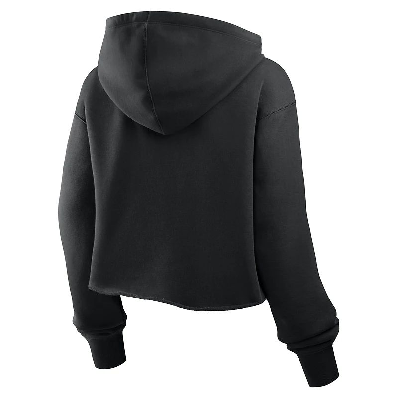 Sweat à capuche court surdimensionné noir Las Vegas Raiders pour femme Fanatics