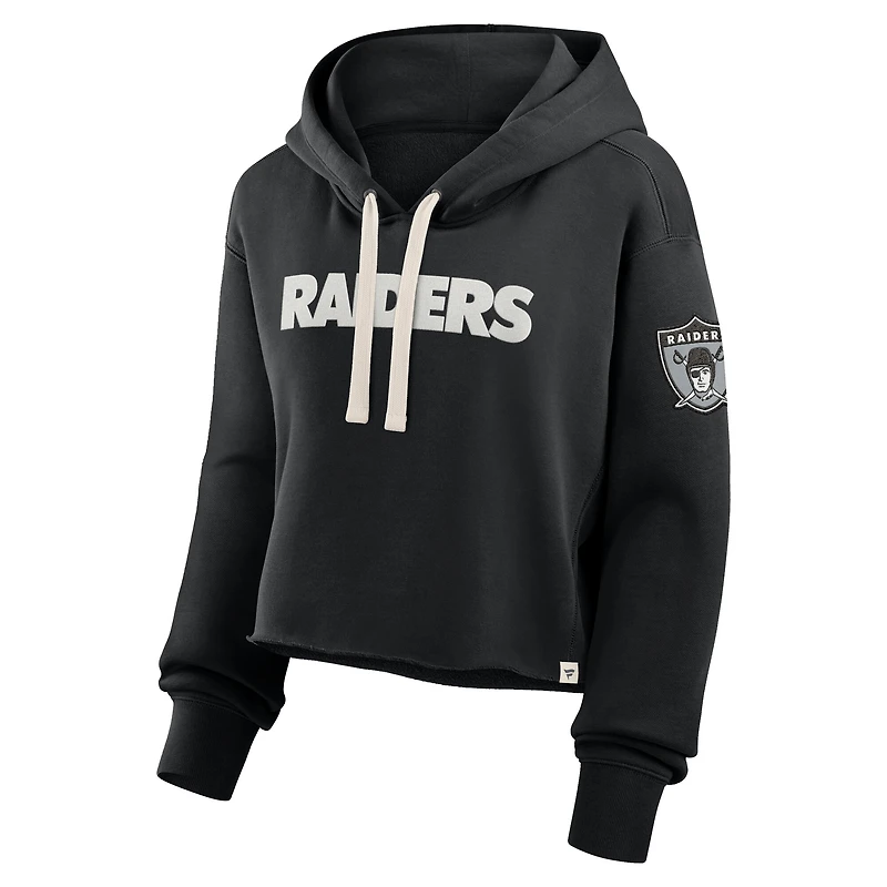 Sweat à capuche court surdimensionné noir Las Vegas Raiders pour femme Fanatics