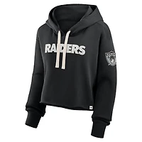 Sweat à capuche court surdimensionné noir Las Vegas Raiders pour femme Fanatics