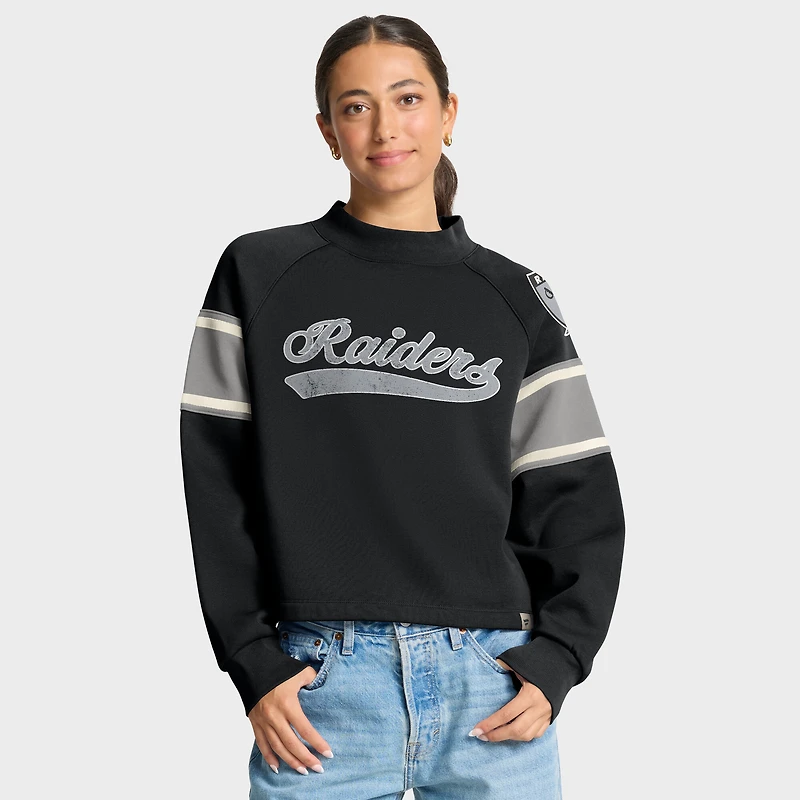 Women's Fanatics Black Las Vegas Raiders Oversized Hometown Toss Sweep Mock Neck Pullover