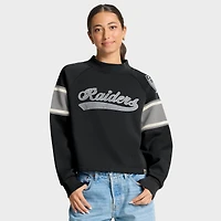 Women's Fanatics Black Las Vegas Raiders Oversized Hometown Toss Sweep Mock Neck Pullover