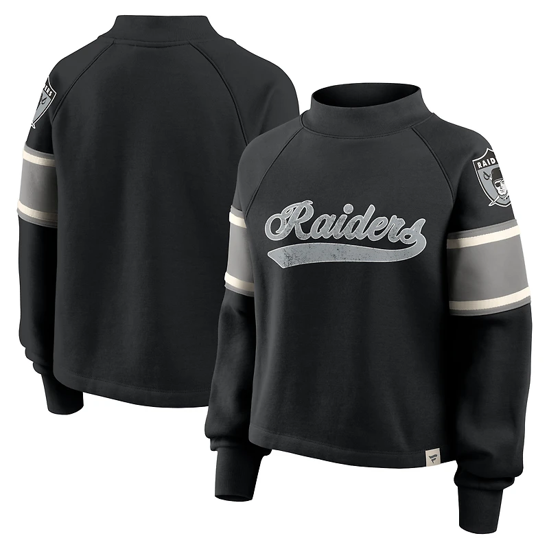 Pull surdimensionné à col montant et manches longues pour femme, motif fanatiques des Las Vegas Raiders, noir