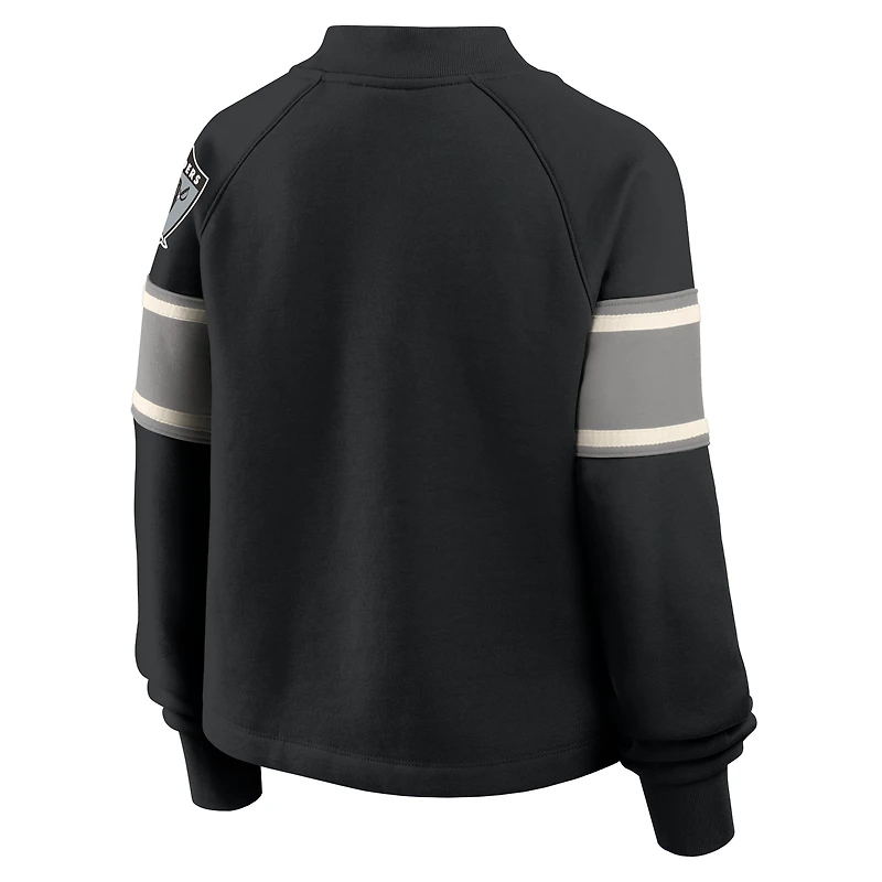 Pull surdimensionné à col montant et manches longues pour femme, motif fanatiques des Las Vegas Raiders, noir