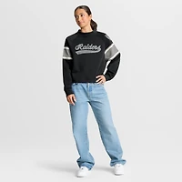 Pull surdimensionné à col montant et manches longues pour femme, motif fanatiques des Las Vegas Raiders, noir