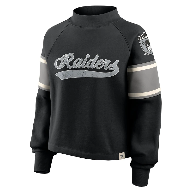 Pull surdimensionné à col montant et manches longues pour femme, motif fanatiques des Las Vegas Raiders, noir
