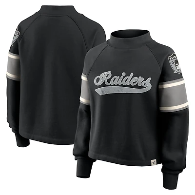 Pull surdimensionné à col montant et manches longues pour femme, motif fanatiques des Las Vegas Raiders, noir