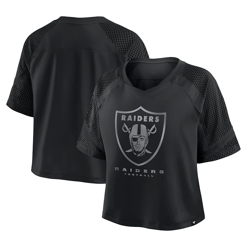 Women's Fanatics Black Las Vegas Raiders Oversized Raglan V-Neck Blackout Fashion Jersey