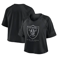 Women's Fanatics Black Las Vegas Raiders Oversized Raglan V-Neck Blackout Fashion Jersey