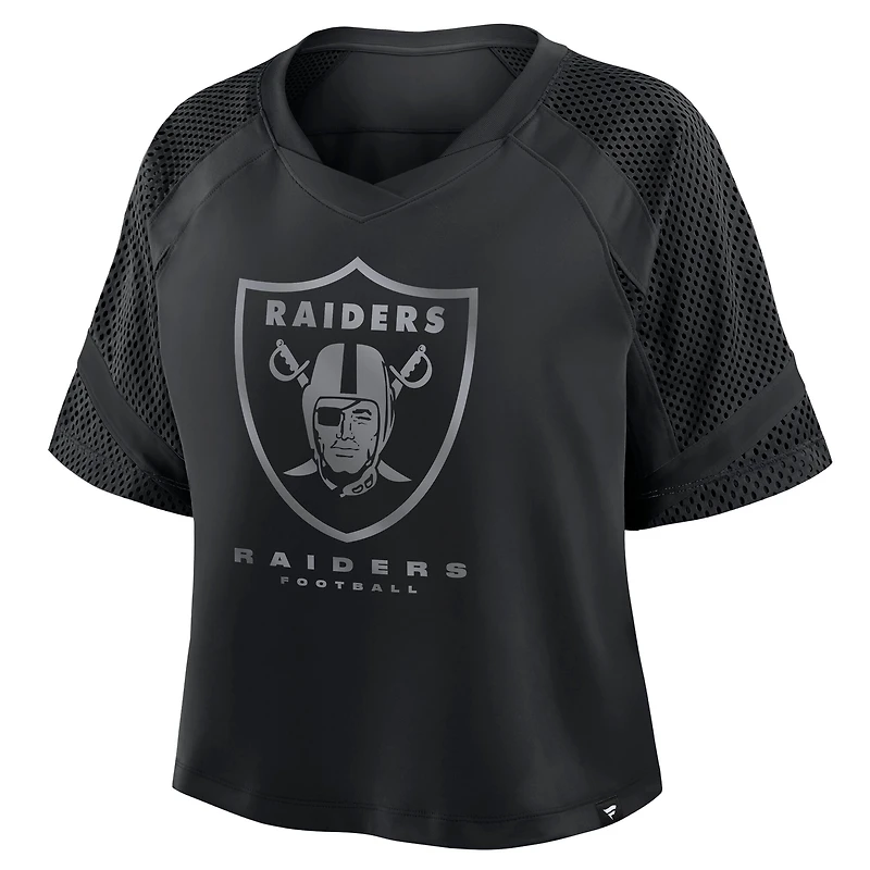 Maillot surdimensionné à col en V et raglan noir pour femme des Las Vegas Raiders, collection Fanatics