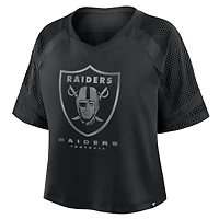 Women's Fanatics Black Las Vegas Raiders Oversized Raglan V-Neck Blackout Fashion Jersey