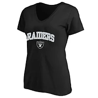 Women's Fanatics Black Las Vegas Raiders Plus Arch Over Logo V-Neck T-Shirt
