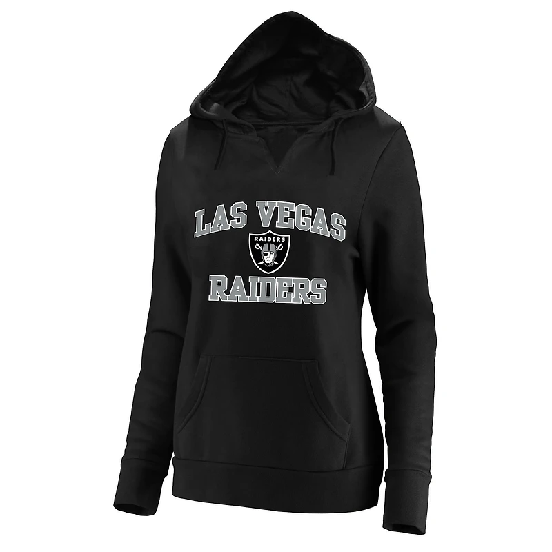 Sweat à capuche Fanatics noir pour femme, Las Vegas Raiders, grande taille, motif cœur et âme, col en V
