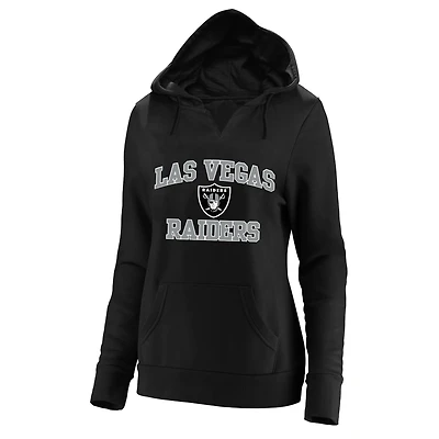 Sweat à capuche Fanatics noir pour femme, Las Vegas Raiders, grande taille, motif cœur et âme, col en V