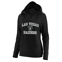 Sweat à capuche Fanatics noir pour femme, Las Vegas Raiders, grande taille, motif cœur et âme, col en V