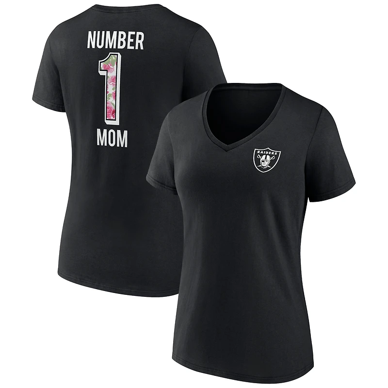Fanatics pour femmes Noir Las Vegas Raiders Taille Plus Fête des Mères #1 Maman T-shirt à col en V