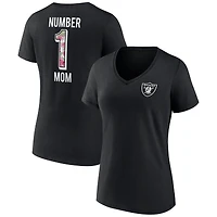 Fanatics pour femmes Noir Las Vegas Raiders Taille Plus Fête des Mères #1 Maman T-shirt à col en V