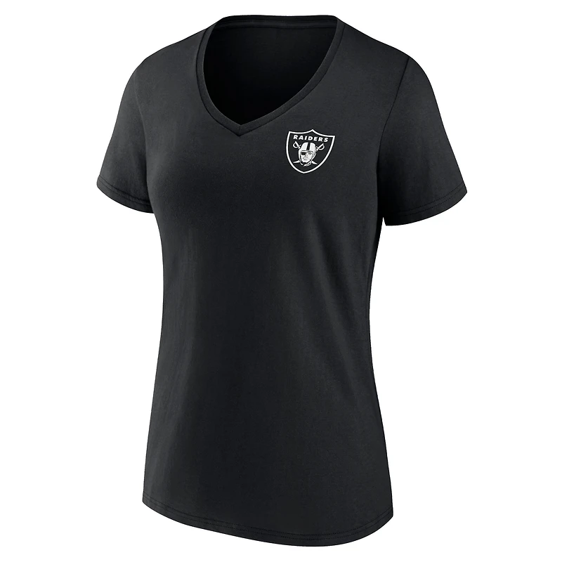 Fanatics pour femmes Noir Las Vegas Raiders Taille Plus Fête des Mères #1 Maman T-shirt à col en V
