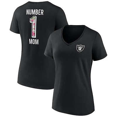 Fanatics pour femmes Noir Las Vegas Raiders Taille Plus Fête des Mères #1 Maman T-shirt à col en V