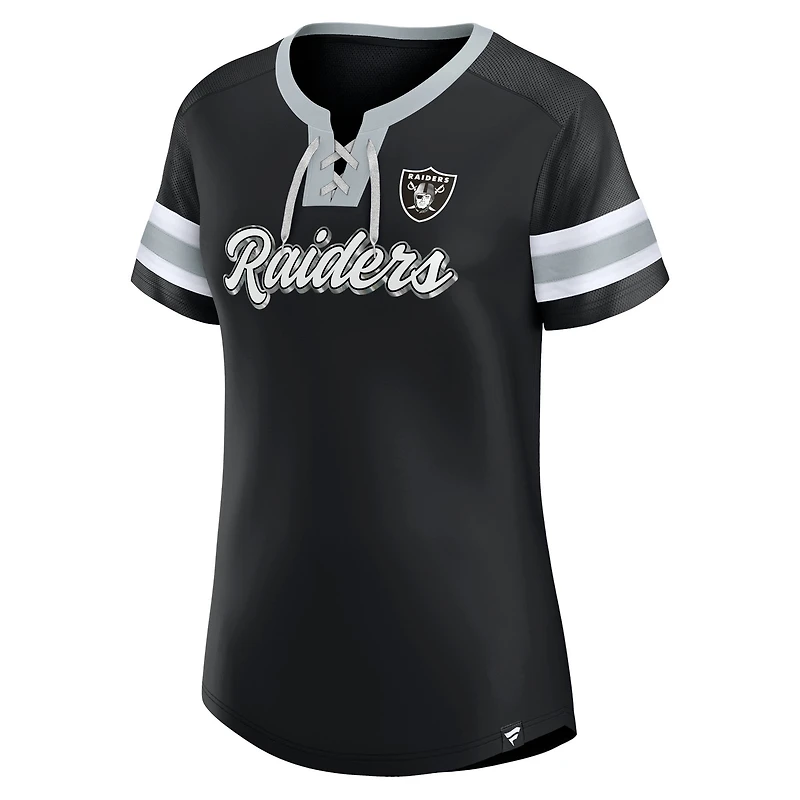 Women's Fanatics Black Las Vegas Raiders Plus Original State Lace-Up T-Shirt