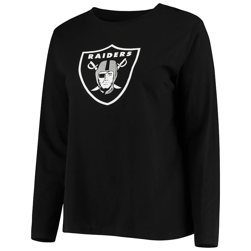 Women's Fanatics Black Las Vegas Raiders Plus Primary Logo Long Sleeve T-Shirt