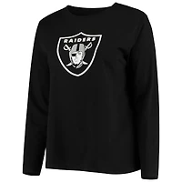 Women's Fanatics Black Las Vegas Raiders Plus Primary Logo Long Sleeve T-Shirt