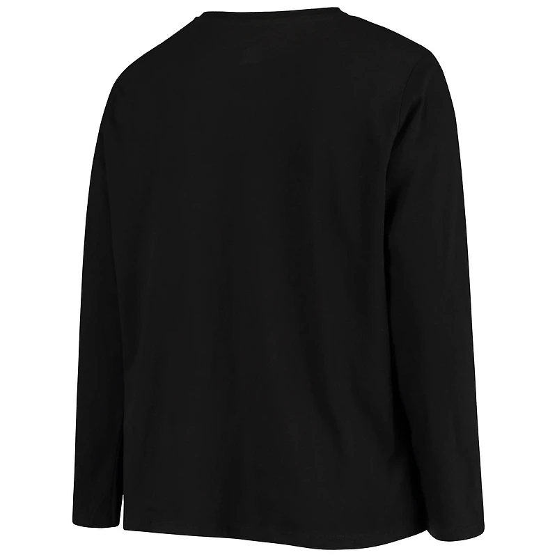 T-shirt à manches longues Fanatics noir pour femmes, logo principal des Las Vegas Raiders, grandes tailles