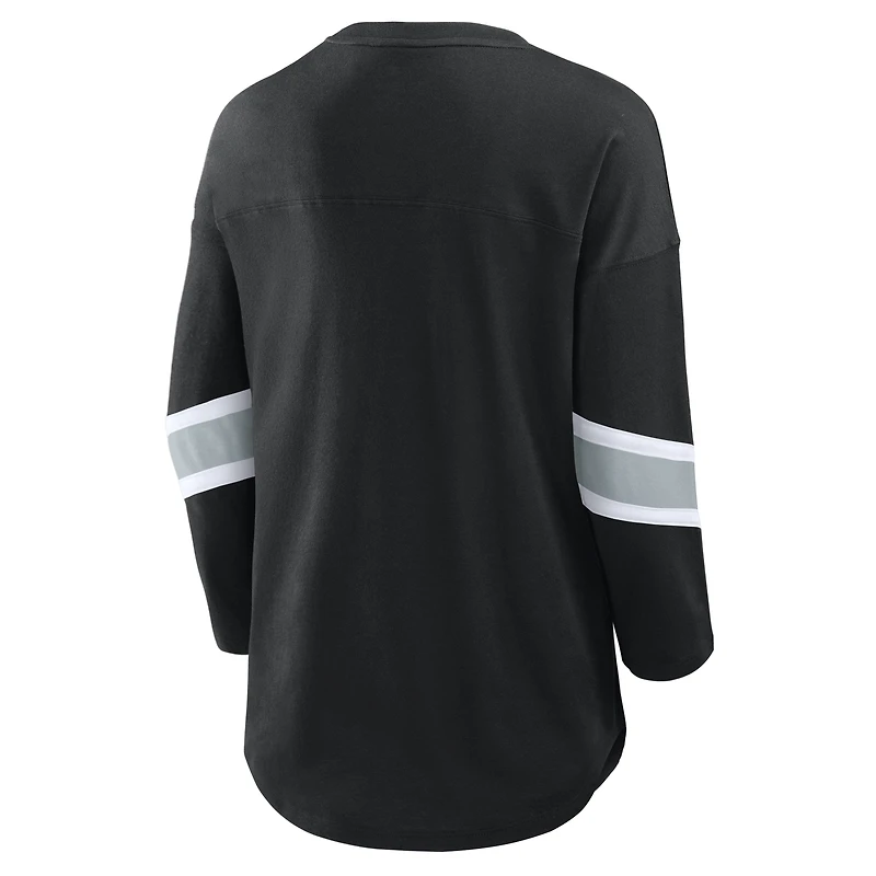 Women's Fanatics Black Las Vegas Raiders Plus Redzone 3/4-Sleeve Scoop Neck T-Shirt