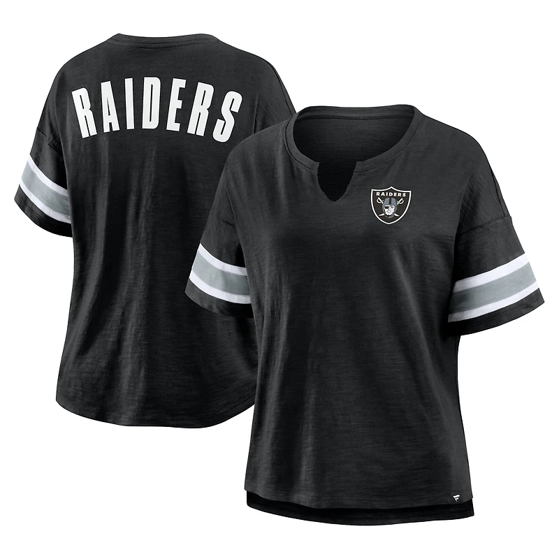 T-shirt noir à col cranté Redzone pour femme, taille plus, des Las Vegas Raiders