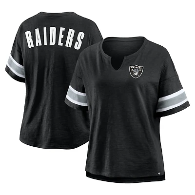 T-shirt noir à col cranté Redzone pour femme, taille plus, des Las Vegas Raiders