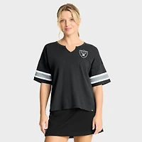 T-shirt Fanatics noir pour femme Las Vegas Raiders Redzone Curl Route