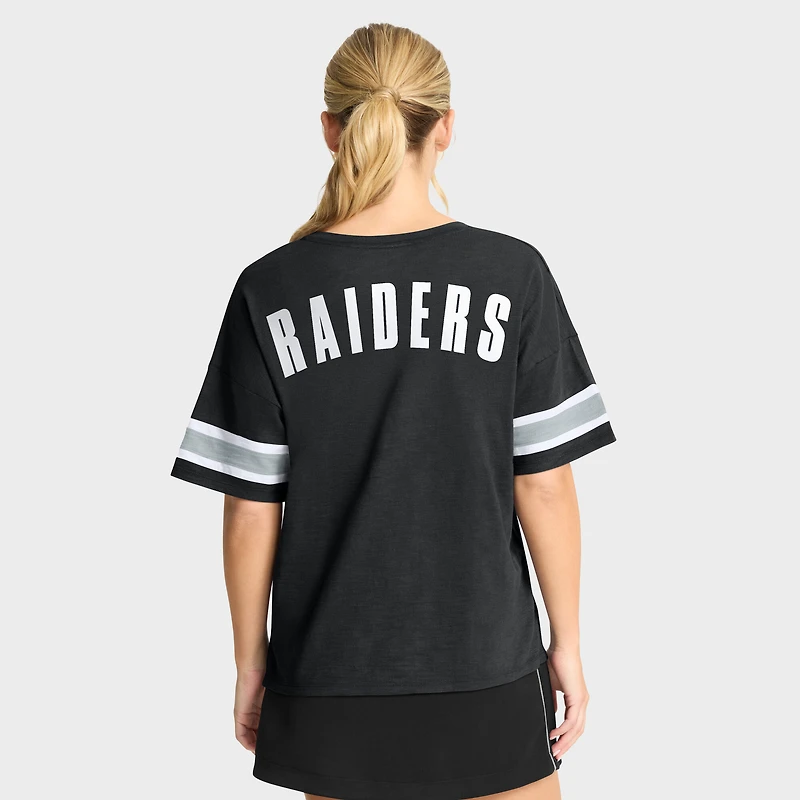 T-shirt Fanatics noir pour femme Las Vegas Raiders Redzone Curl Route