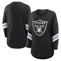 T-shirt noir à manches 3/4 pour femme Fanatics des Las Vegas Raiders Redzone